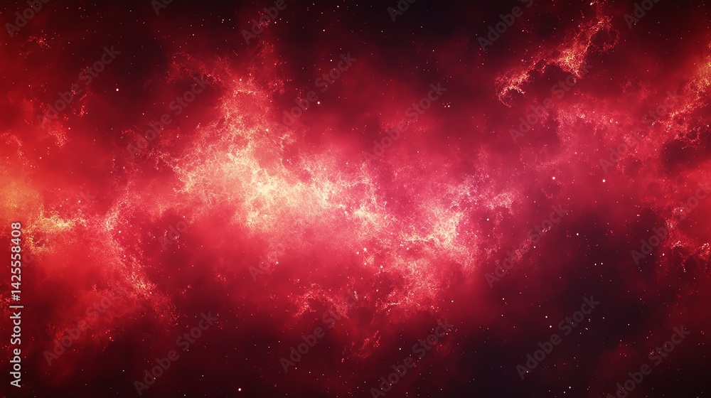 Obraz premium Red Nebula Space Background with Glowing Gas Clouds