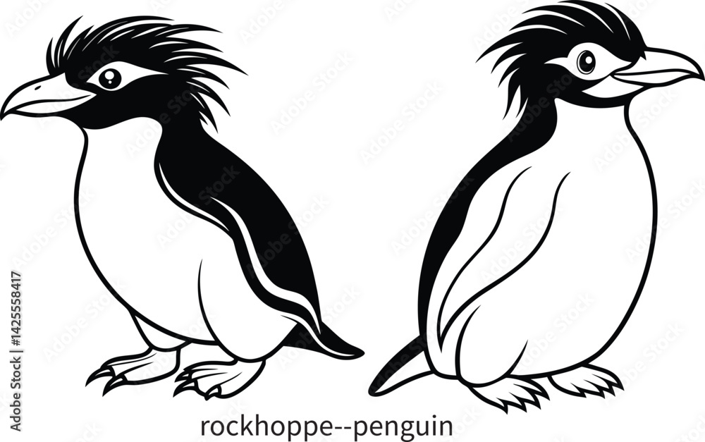 Naklejka premium rockhopper penguin sketch line artwork