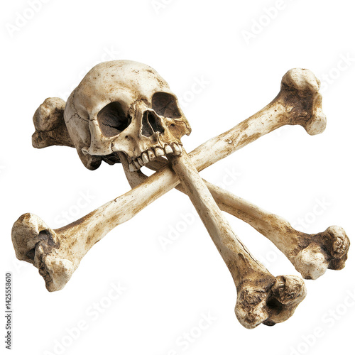 Decorative skull and crossbones symbolizing danger or death displayed in a creative setup