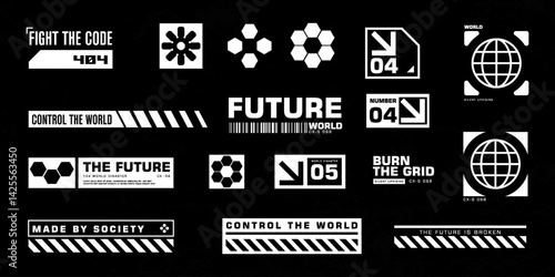Futuristic cyberpunk element set templates