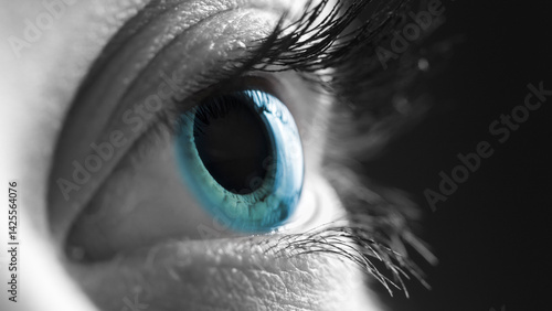 Macro shots of human eyes. Shallow DOF. Developed from RAW; retouched with special care and attention; Small amount of grain added for best final impression. 16 bit Adobe RGB color profile.