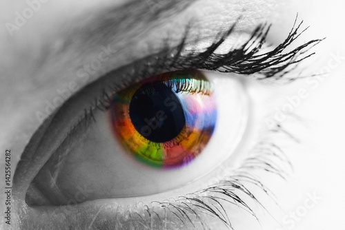 Macro shots of human eyes. Shallow DOF. Developed from RAW; retouched with special care and attention; Small amount of grain added for best final impression. 16 bit Adobe RGB color profile.