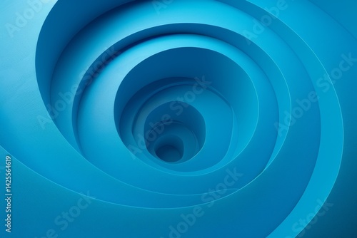 Abstract Blue Swirling Tunnel