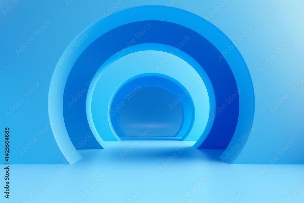 Obraz premium Abstract Blue Archway with Depth and Dimension