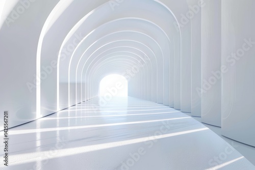 White Arched Corridor Leading to Light