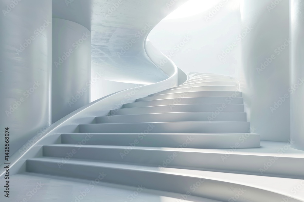 Fototapeta premium White Spiral Staircase in Modern Architecture