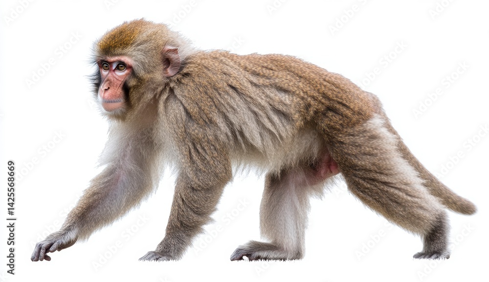 Walking Brown Monkey on White Background Walking Brown Monkey on White Background