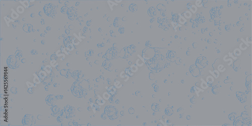 Abstract gray watercolor background for your design,blue and glass moving spheres bubbles arranged in an orderly pattern, creating the appearance of data points or digital code
