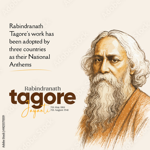 Rabindranath Tagore Jayanti Soical Media Post 