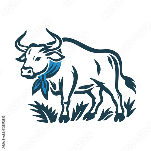 Charging Bull Silhouette, San Fermín Festival San Fermín (Pamplona) Silhouette of a charging bull with a red scarf around its horns