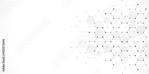 Graphic design element with abstract geometric background of simple hexagon pattern