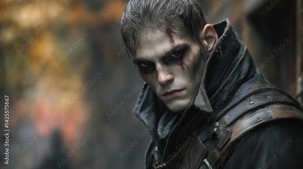 Obraz premium Dark and brooding warrior with facial scars