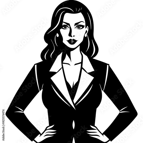 "AI Female Boss Illustration – Professional Vector Design on White Background"