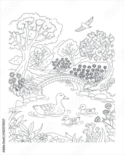 Wallpaper Mural A coloring book page vintage vector illustrations and nature elements Torontodigital.ca