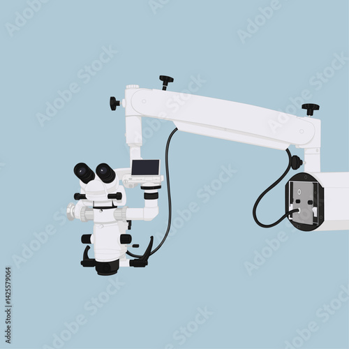 Dental operating microscope for dental treatment isolated on blue background. Health and dental concept. Vector illustration design