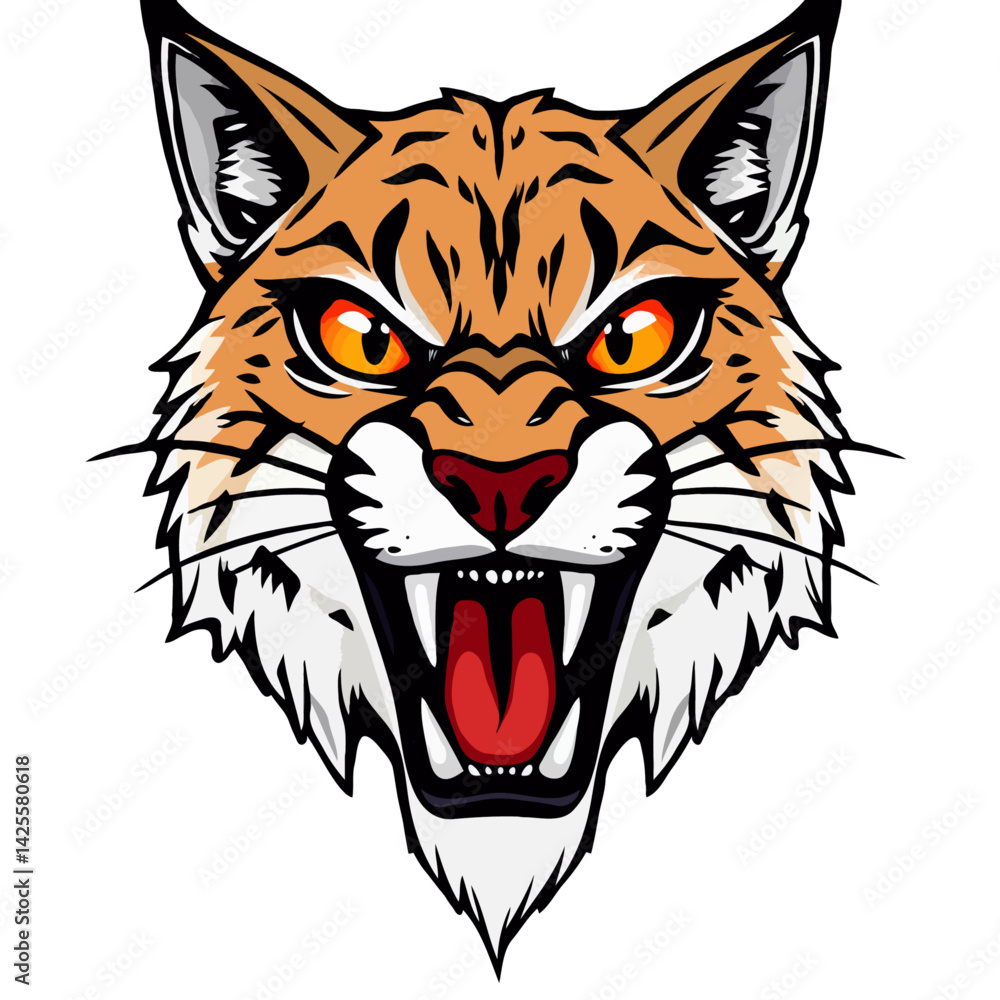 Obraz premium aggressive bobcat mascot with fierce expression high-quality vector art