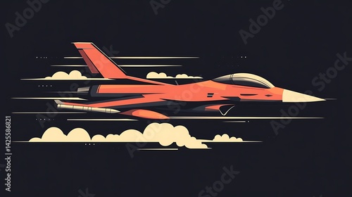 Red Fighter Jet in Flight. (1)