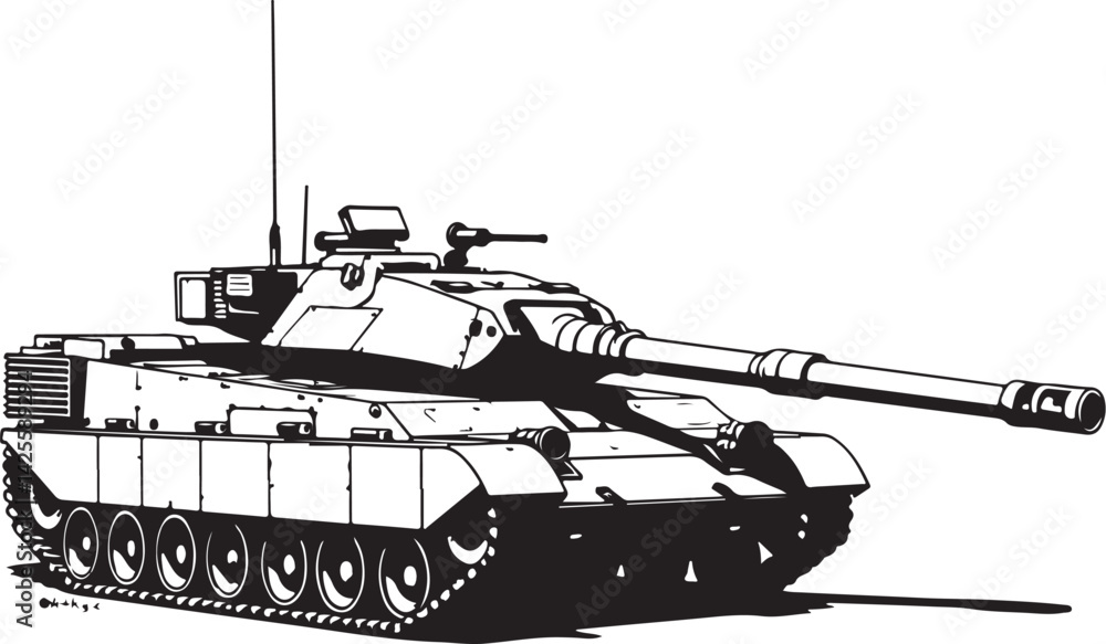 Fototapeta premium Military Tank Silhouette Vector Set
