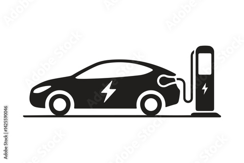 Electric car charging station icon vector