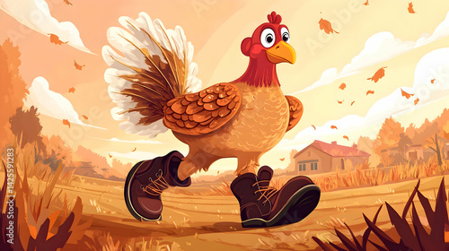 Running Chicken in Autumn