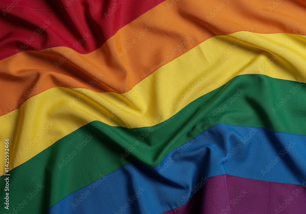 Obraz premium A vibrant rainbow flag waves with pride, symbolizing equality, diversity, and inclusion