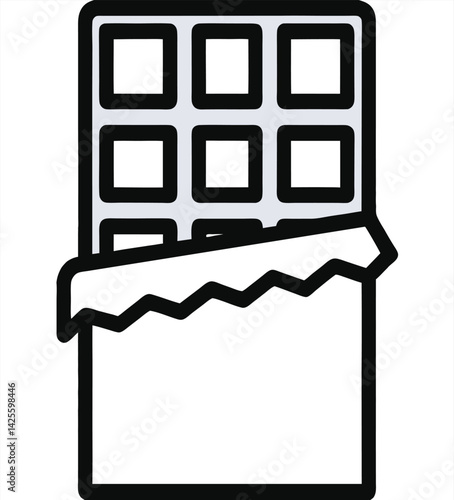 Chocolate bar line art icon vector illustration on transparent background.