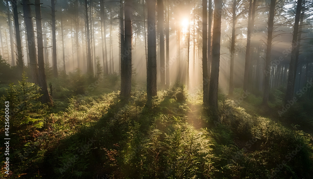 Obraz premium 霧の立ち込める森