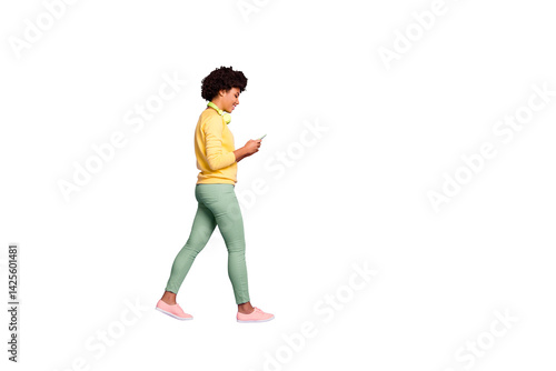 Canvas Print Full length body size profile side view of nice attractive charming lovely cheer