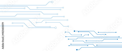 Vectors White and blue abstract geometric dots and lines connection circuit concept.