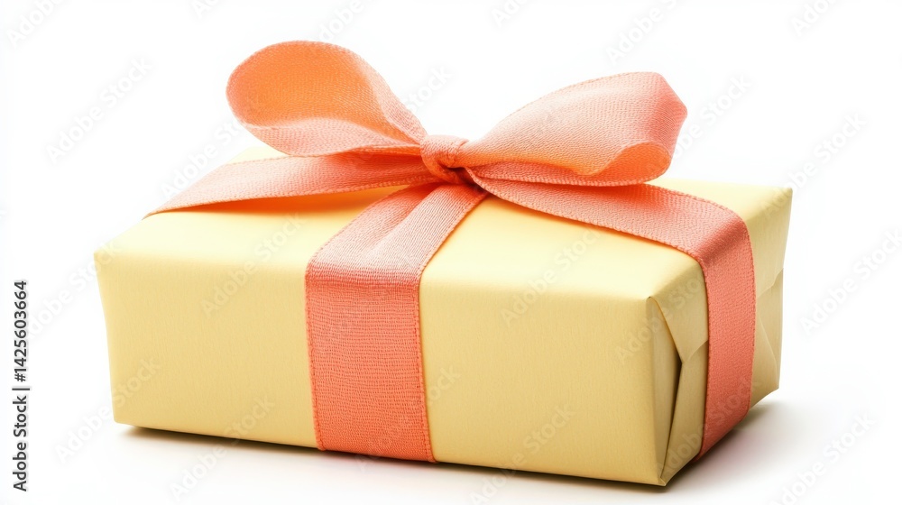 Obraz premium Pastel Gift Box with Ribbon on White Background