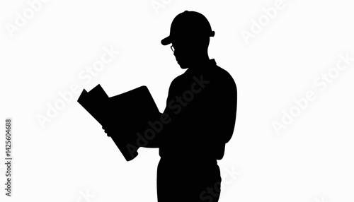 Engineering intern reviewing blueprint silhouette, summer internships