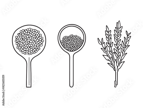 quinoa plant line art vector illustration