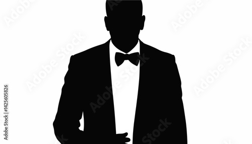 Elegant tuxedo silhouette at graduation ball, celebratory occasion