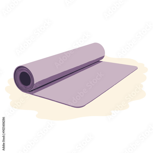 Yoga Mat in Dusty Lavender Color Unrolled on Light Background for Fitness Blogs, Wellness Websites, Yoga Classes, and Home Workout Content