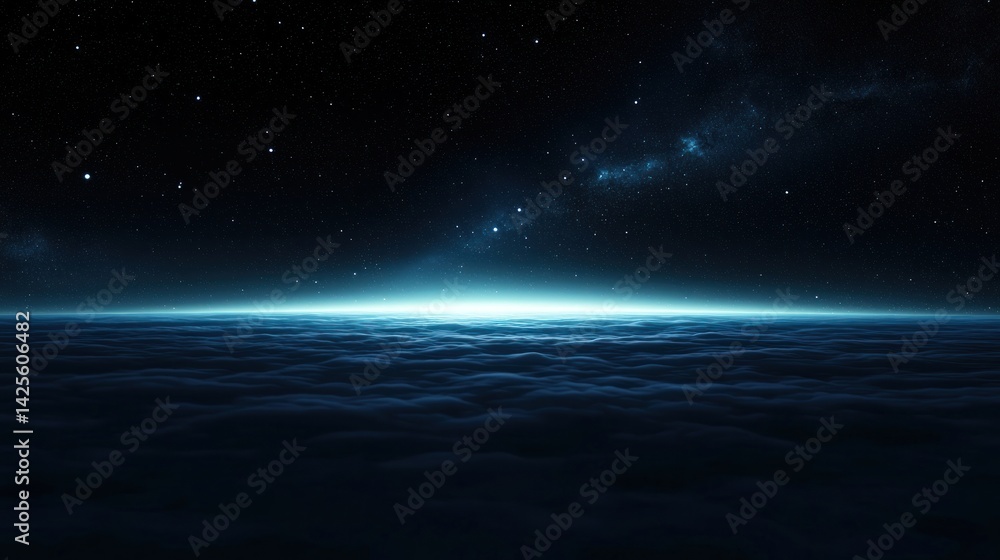 Fototapeta premium Celestial Serenity: A Nighttime View Above the Clouds