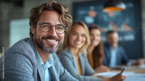Smiling business team success