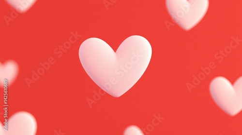Soft Pink Hearts on a Coral Background