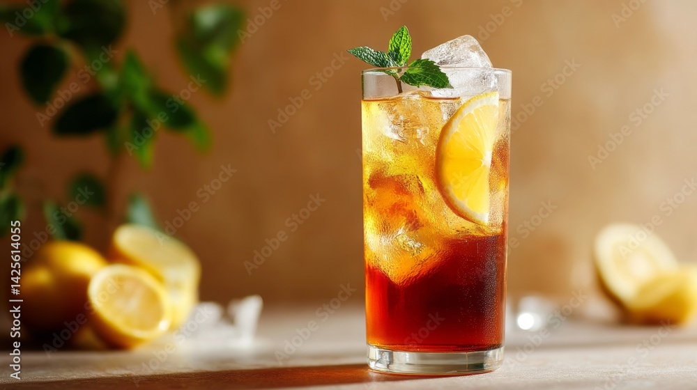 iced tea with lemon and mint. iced tea with lemon and mint.