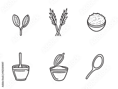 Hand drawn rolled oats sketch for healthy food branding
