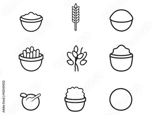 Detailed line art of rolled oats for product label design