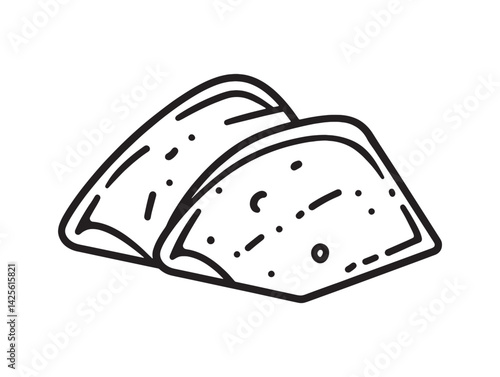 Hand Drawn Roti Bread Outline for Food Design