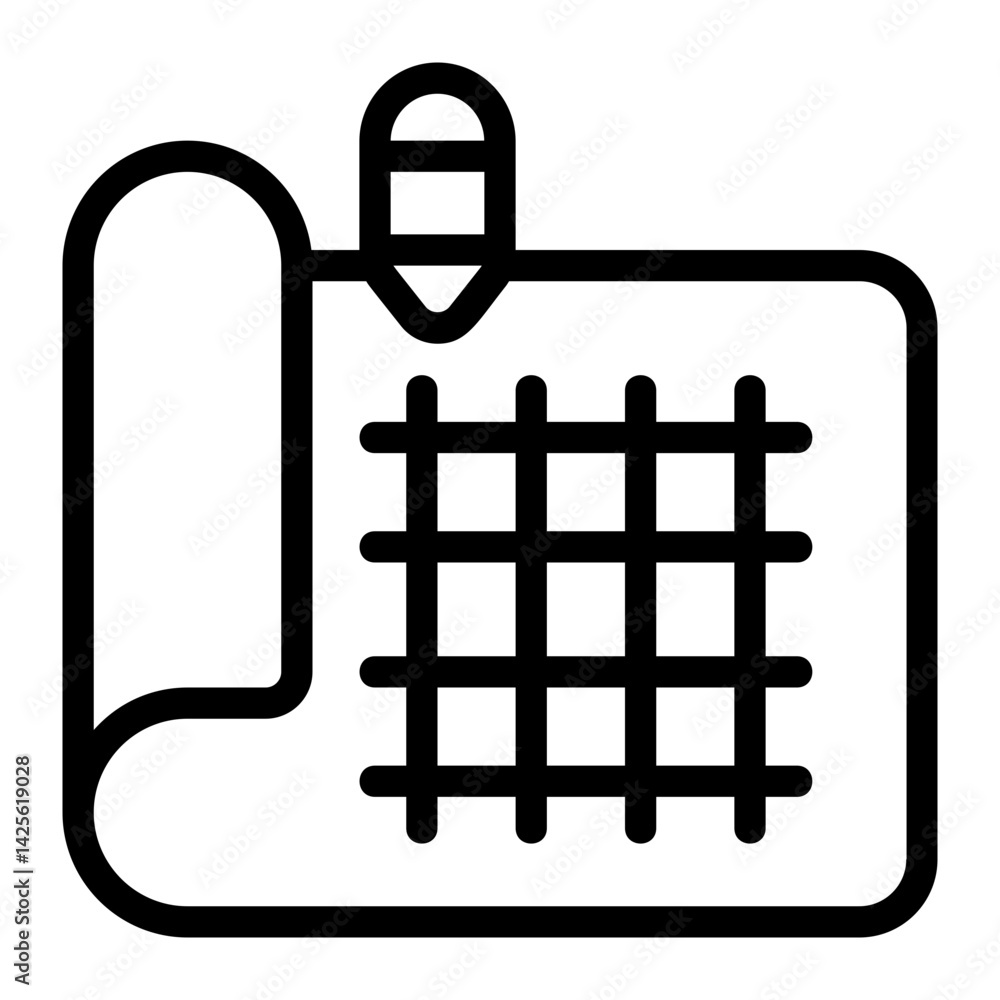 Engineer Blueprint Line Icon Engineer Blueprint Line Icon