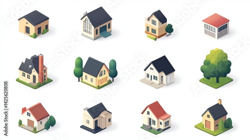 collection of isometric modern buildings