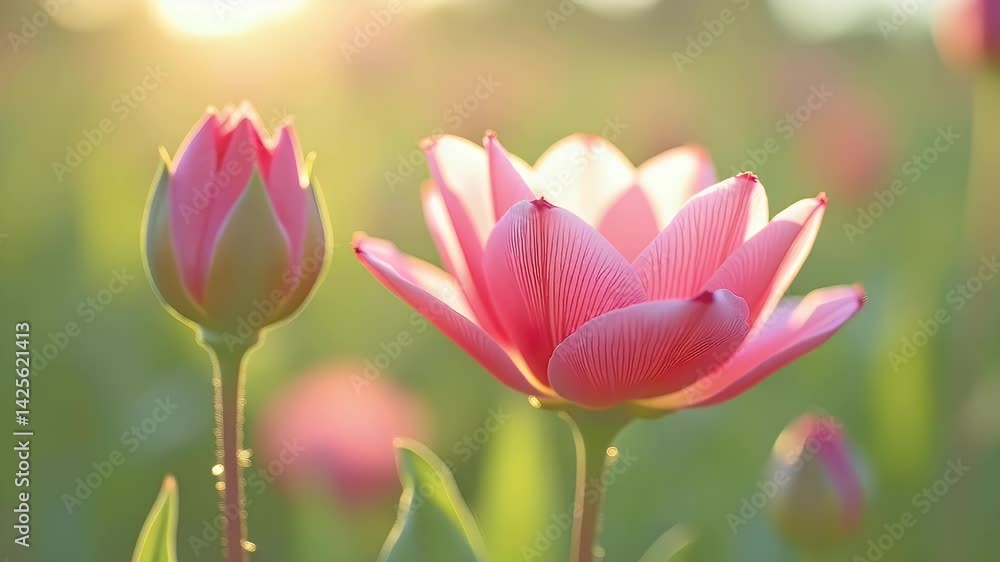 Blooming pink tulip in dreamy soft-focus light Blooming pink tulip in dreamy soft-focus light