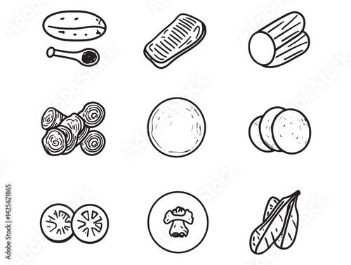 Salami Line Art Simple Illustration for Culinary Use