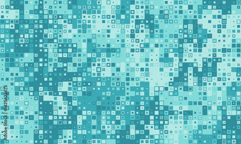 Abstract teal square mosaic pattern. Perfect for tech, digital, or modern design projects. Represents data, connection, or technology. Abstract teal square mosaic pattern. Perfect for tech, digital, or modern design projects. Represents data, connection, or technology.