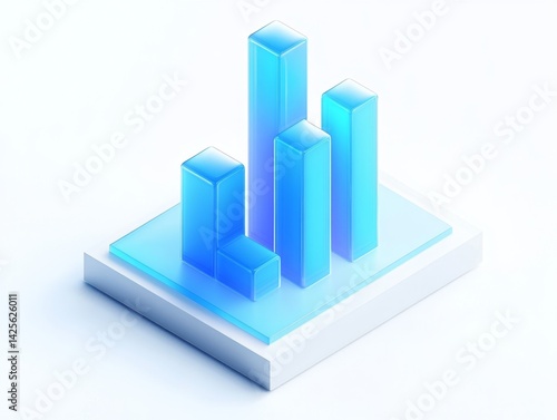 Free Download 3D Isometric Blue Bar Graph on White Background - GFXLoad