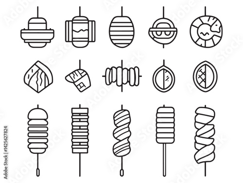 Shish Kebab Vector Artwork with Fine Line Details
