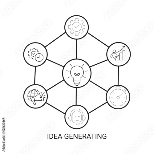 Creative Idea Generating Concept with Line Icons  Innovation Vector Illustration.
