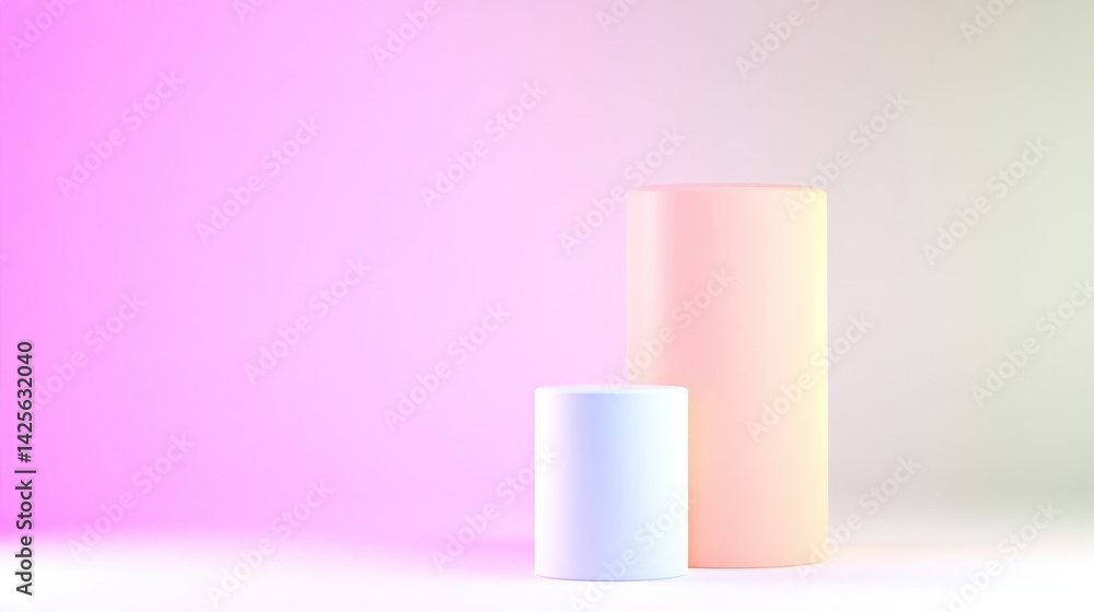 Pastel cylinder podiums, ideal for product display Pastel cylinder podiums, ideal for product display